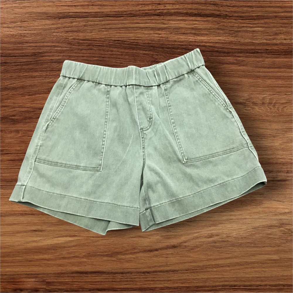 Lee Womens High Waisted Utility Shorts Olive Green Elastic Waist Size 10 Medium